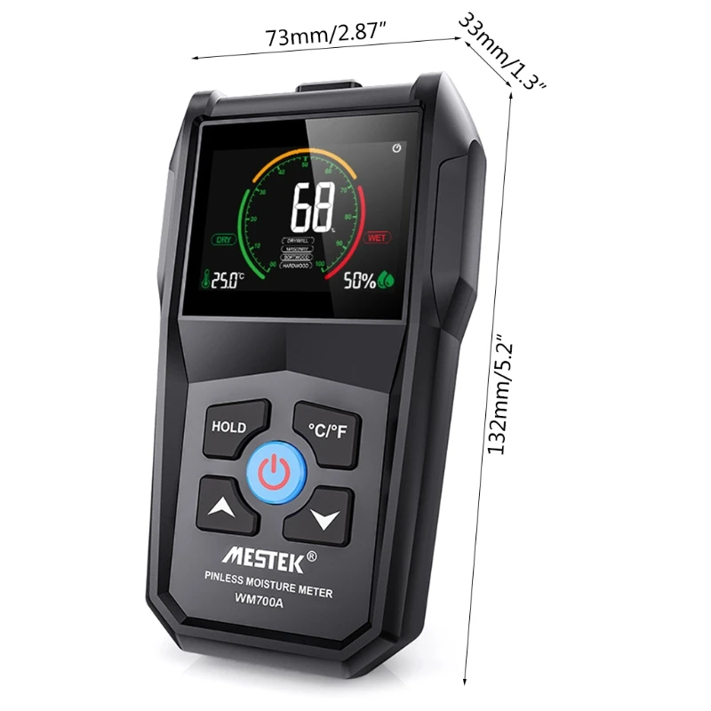 

Цифровой измеритель влажности C5AC, Бесконтактный детектор утечки воды с 4 режимами, для гипсокартона, мягкой/твердой деревянной кладки