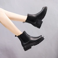 2021 new leather chimney boots childrens autumn and winter thick soled long and short chelsea boots womens