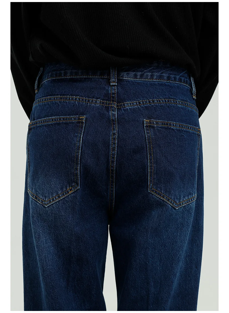 

Male Streetwear Fashion Hip Hop Ankle-length Denim Pants Men High Waist Vintage Casual Loose Straight Jeans Trousers