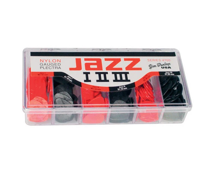 Nylon Jazz I II III Коробка медиаторов 144шт 2 цвета 3 формы Dunlop | 4700|Детали и аксессуары для