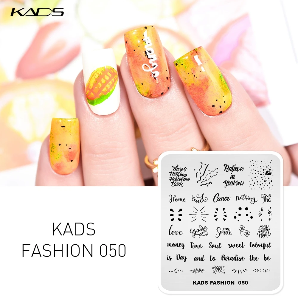 KADS Новое поступление модная пластина для стемпинга ногтей милые слова дизайн