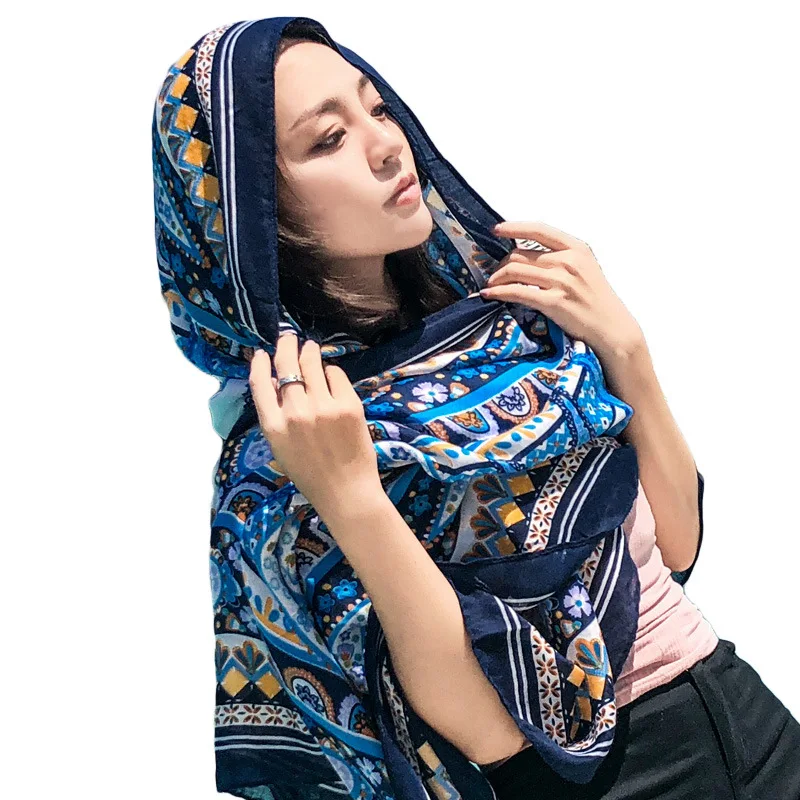 

Versatile Ethnic Style Tourist Scarf Cotton Hemp Vacation Sunscreen Silk Scarf Air Conditioning Large Shawl Women's Beach Towel