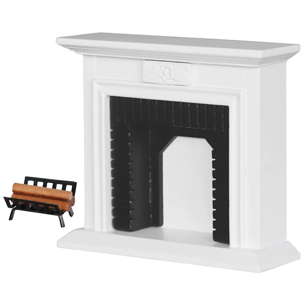 

1:12 Dollhouse Miniature Furniture Room Wooden Fireplace Dollhosue Decor Accessory for Boys and Girls