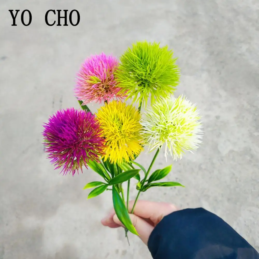 YO CHO 1 голова Искусственные цветы Одуванчик филиал пластик Флорес мяч дома