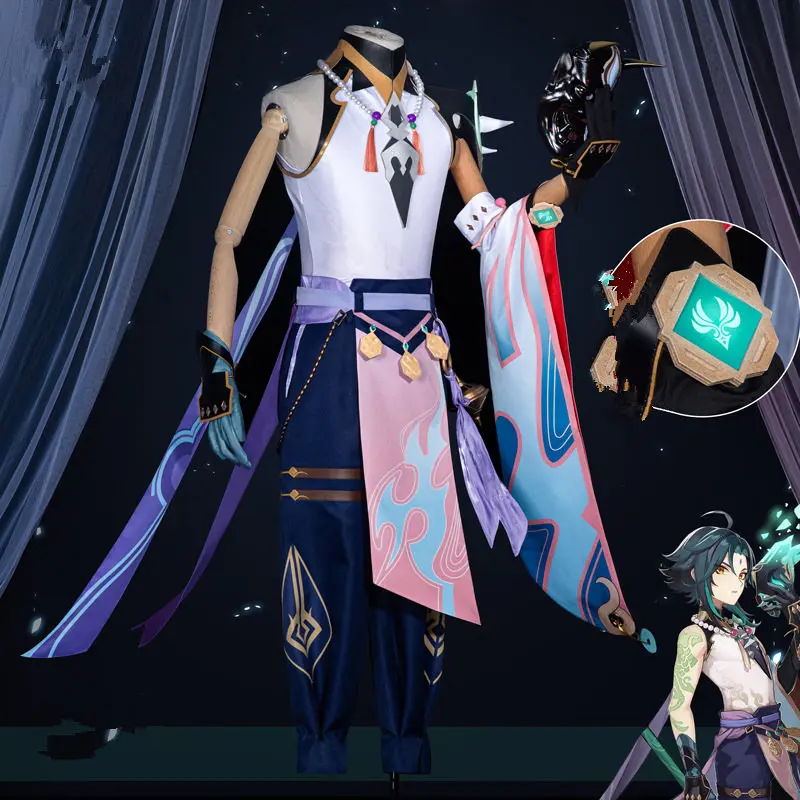 

Костюм для косплея Genshin Impact Xiao, кимоно, Униформа, маска для косплея, аниме-игра, костюмы на Хэллоуин для мужчин и женщин