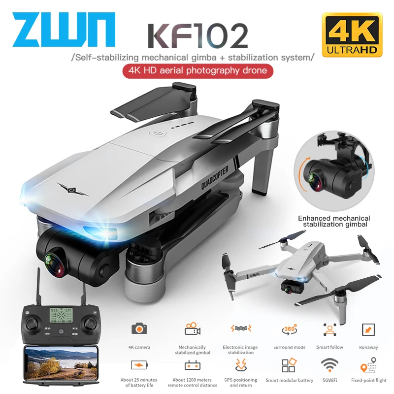 Квадрокоптер ZWN KF102 GPS бесщеточный Wi Fi FPV|Радиоуправляемые вертолеты| |