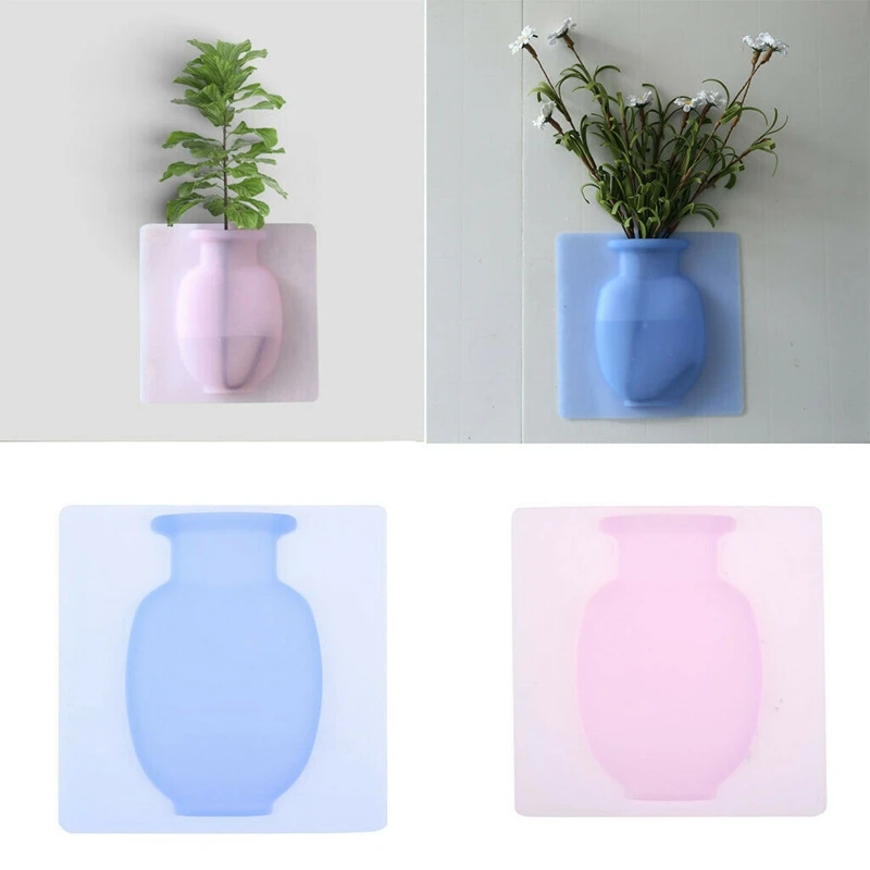 

Diy ic Wall Hang Vase Sticky Flower Bottle Rubber Silicone Floret Container