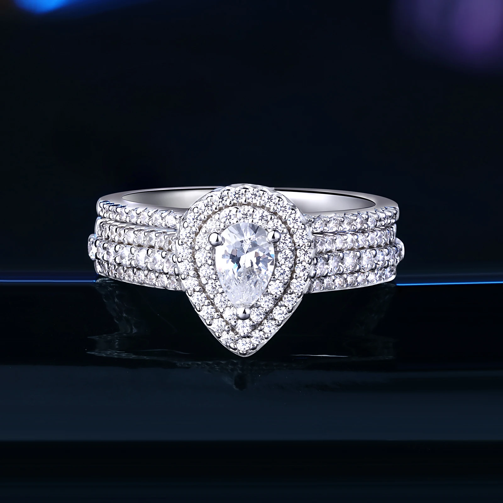 Женское Обручальное кольцо в форме груши Newshe белое обручальное из стерлингового