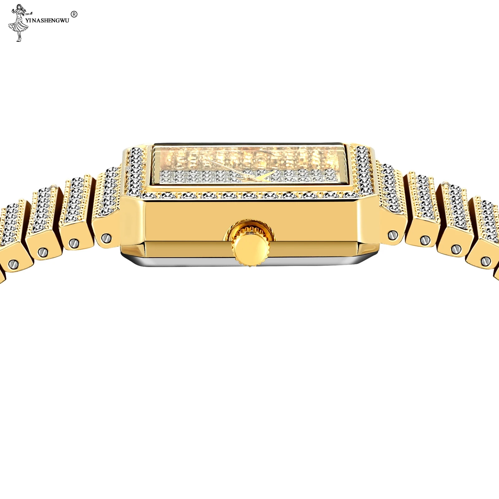 

Hip Hop Full Rhinestones Iced Out Quartz Watches Men Women Square Quartz Watches Bling Gold Watch Fashion Jewelry For Men Women