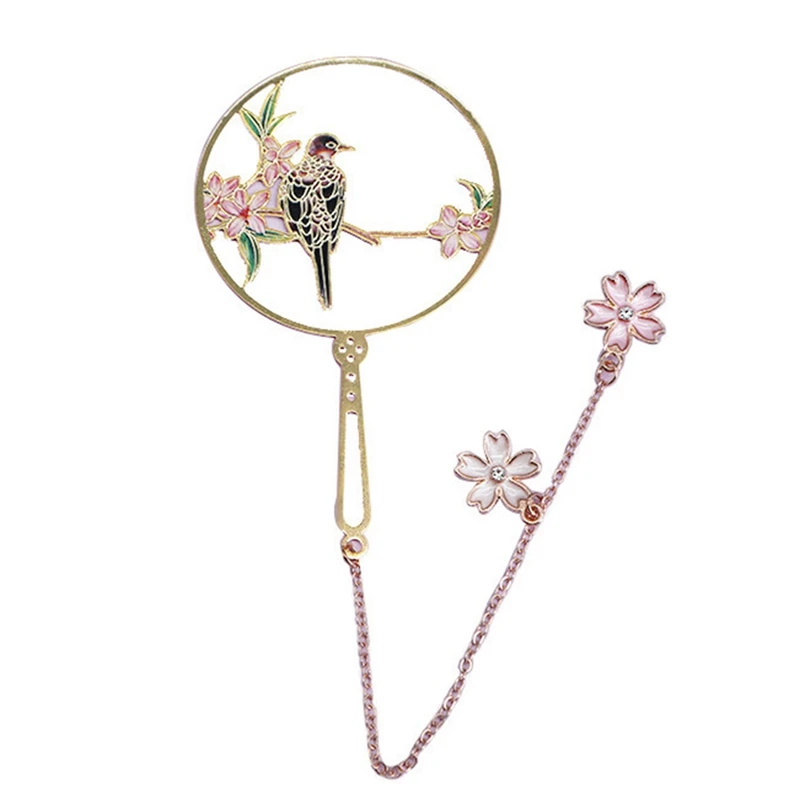 

Bookmark Drunk Hibiscus Creative Fan Pendant Metal Bookmark Aesthetic Chinese Style Student Gifts Stationery For School 2020