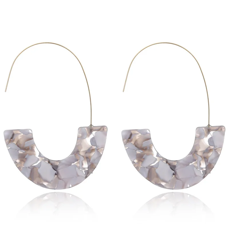 Новинка 2019 модные разноцветные акриловые сережки с большим крюком в форме