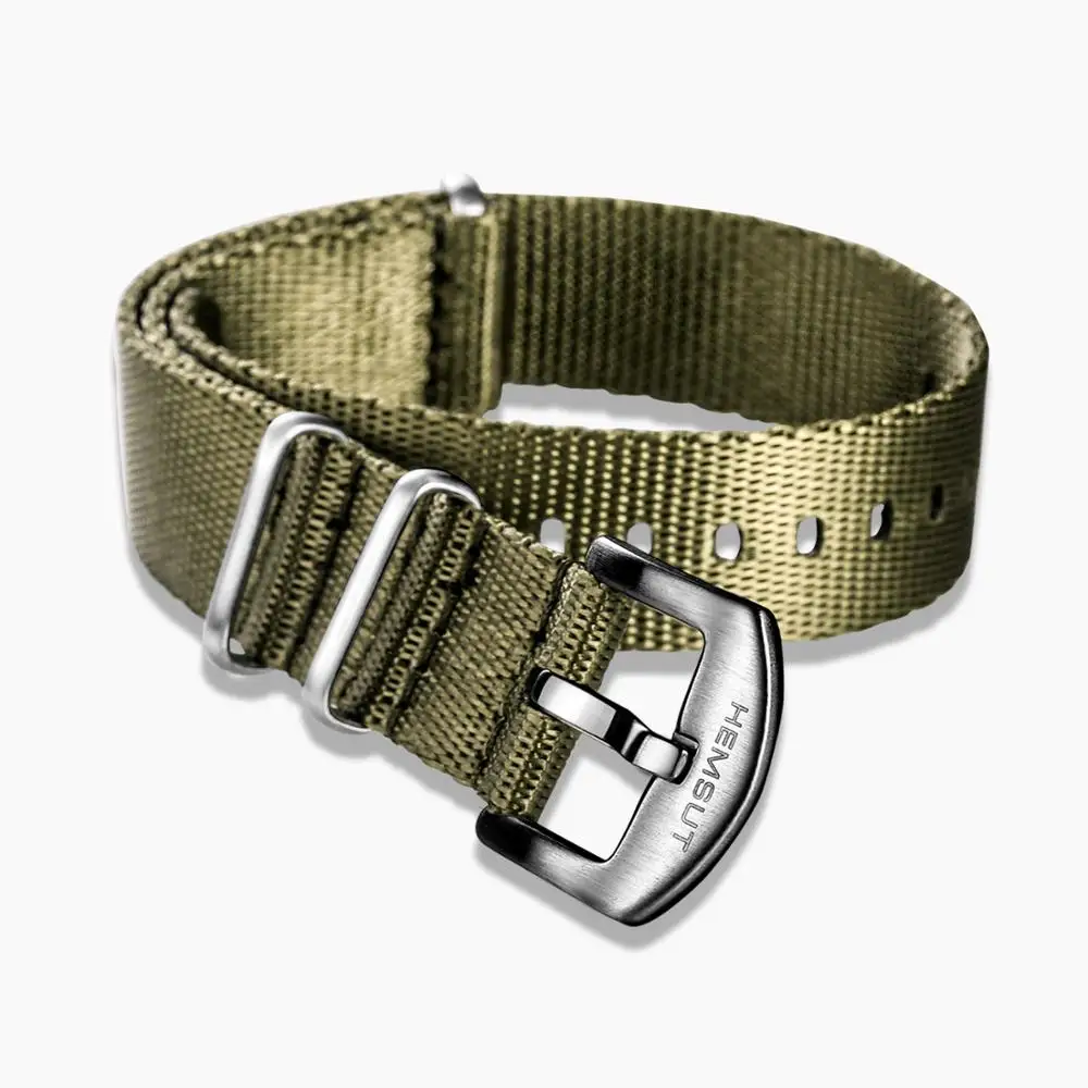 Ремешок нейлоновый сменный для наручных часов зеленый Браслет мужских и женских