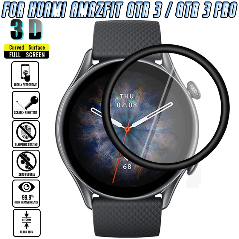 

3D Curved Film For Huami Amazfit GTR 3 / GTR 3 Pro Smart Watch Full Coverage Scratch Resistant Soft Screen Protector Accessories