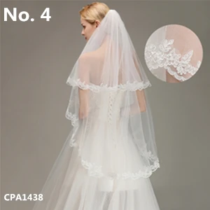 No.4 CPA1438 White Фата, свадьба белая свадебная фата длинная слоновая кость Короткая Свадебная фата кружевная Апликация край собора свадебные аксессуары, фата - Цвет: No.4 CPA1438 White