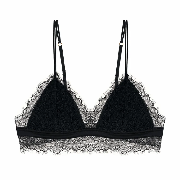 

New Women Erotic Lingerie Women's Bra Backless Woman Top Sets Bralette Eyelash Lace Thin Triangle Cup Unrimmed Underwear