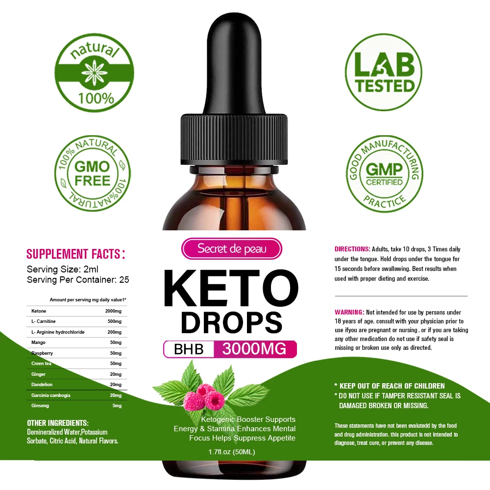 

Secret De Peau Weight Loss BHB Keto Drops Provide Energy Consume Burning Fat Drops For Belly Slimming Healthy Weight Loss Drops