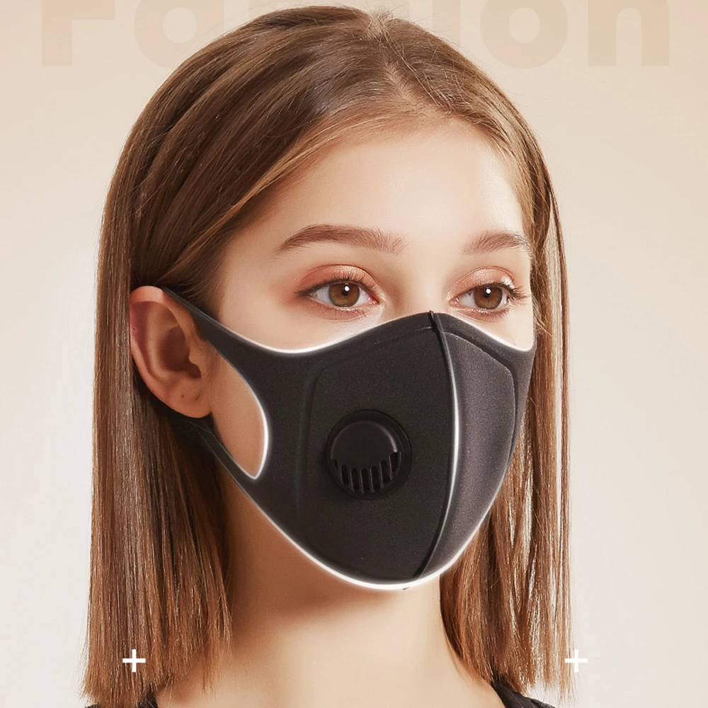 

Instock 3D Black Mask Face Nouth Mask Breath Valve Washable Reusable Mouth Cover Face Mouth Masks Adult Unisex Mouth Cover Masks