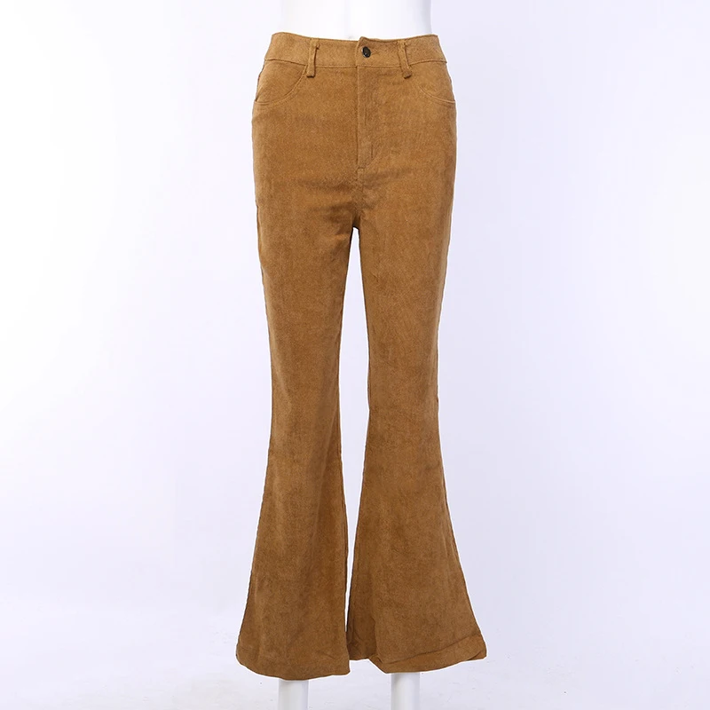 

Casual High Waist Women Flare Pants Streetwear Harajuku Solid Ladies Trousers Autumn Winter Clothes SJ4338R