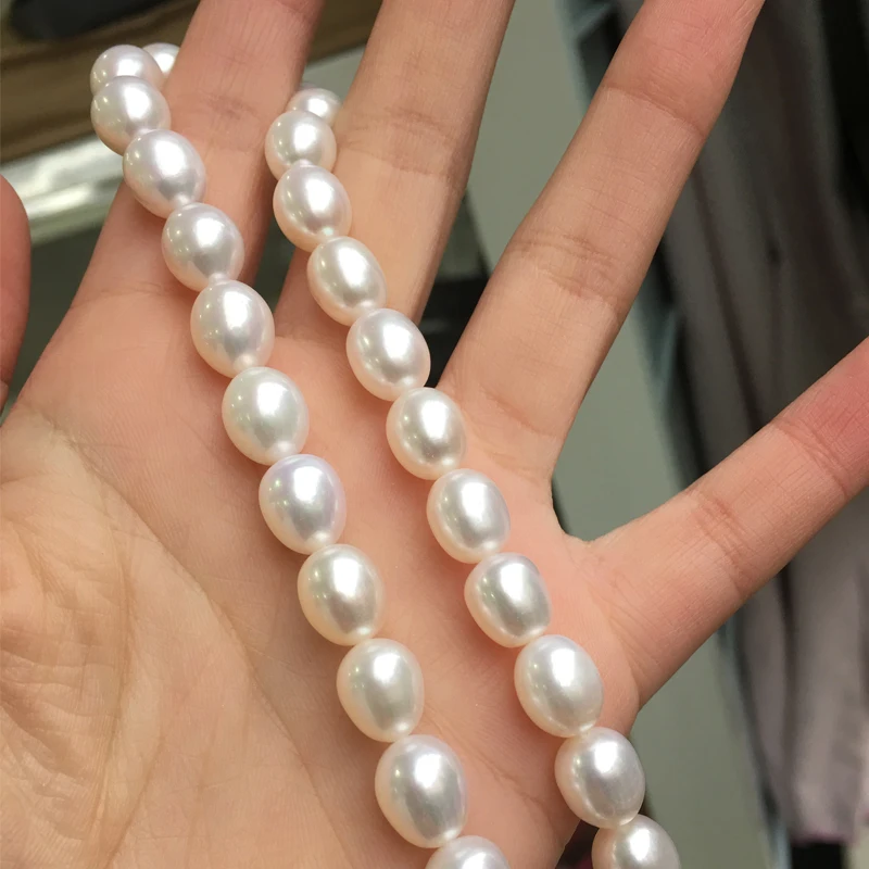 

Freshwater Pearl necklace potato shape with Size 9-10mm perfect luster loose pearl strands