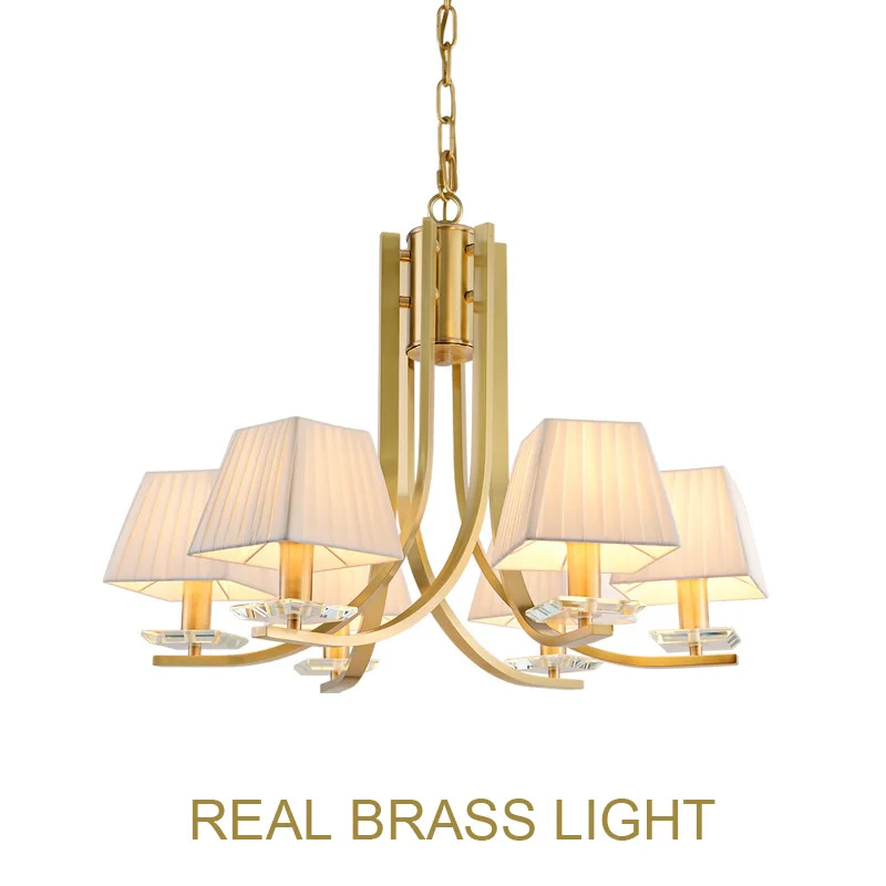 Подвесная люстра в американском стиле с тканевым оттенком светодиодный