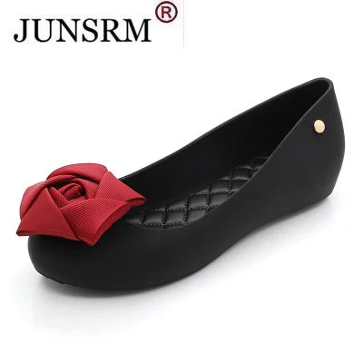 

Beach Shoes Women Jelly Sandals Summer Fashion Candy-colored Resin Waterproof Wedges with Bows Size 35~40