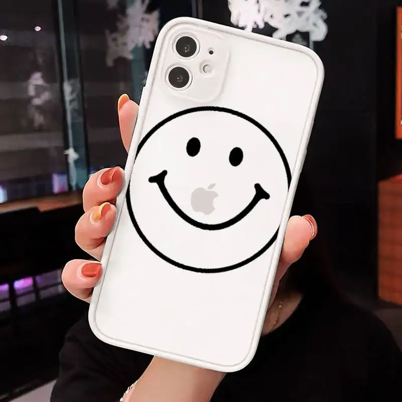 

Cartoon cute funny smiley expression Phone Cases Matte Transparent for iPhone 7 8 11 12 s mini pro X XS XR MAX Plus cover funda