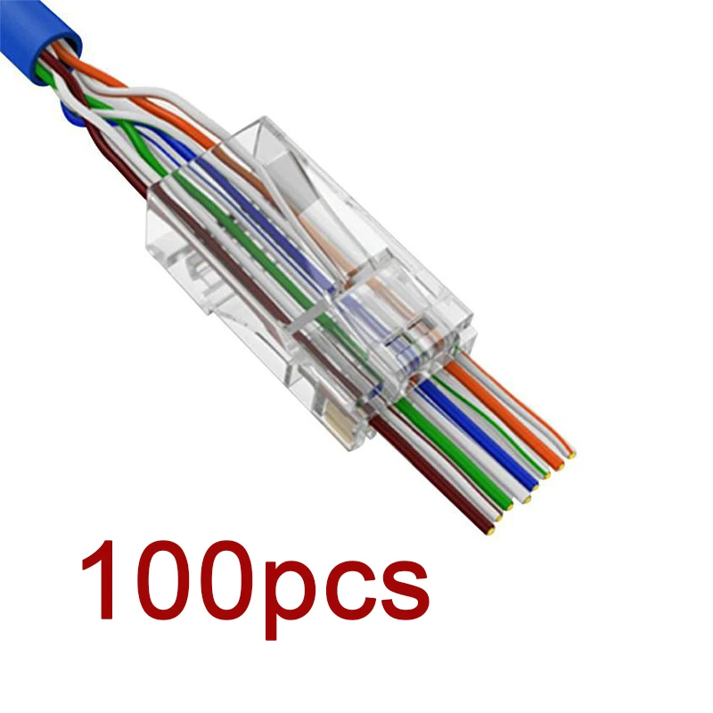 100 шт. 8P8C EZ RJ45 разъем Cat6 RJ 45 UTP Ethernet Кабельный RG45 Cat5e Cat 6 сетевой неэкранированный Cat5