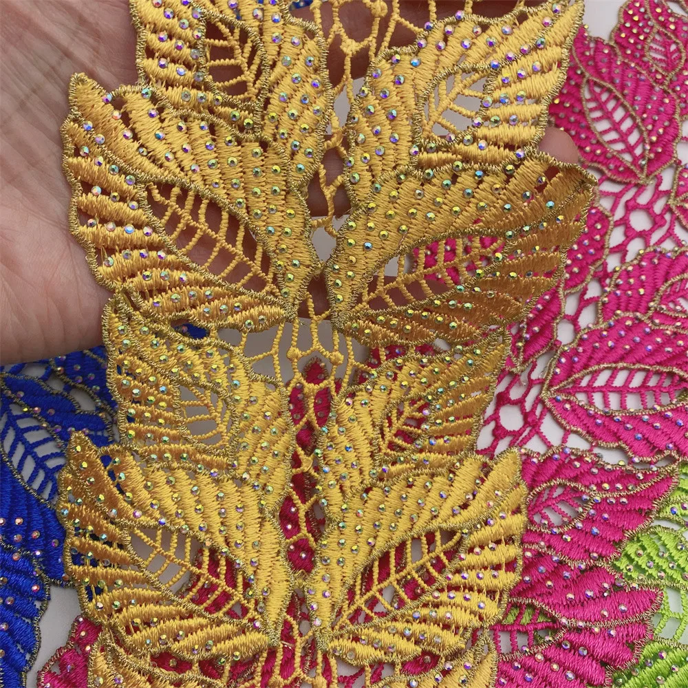 Много цветов 10 ярдов стразы кружевная отделка металлические вышитые кружева