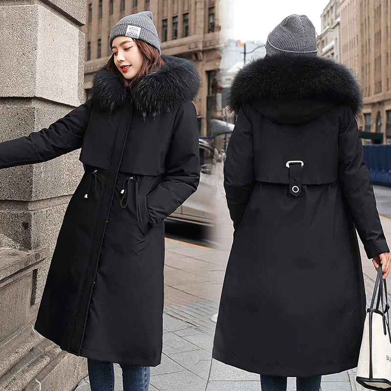 

Warm Winter Coat Women Thick Hooded Coat Parkas Women Winter Jacket Women Long Parka Fur Collar Korean Down Cotton Female Coats