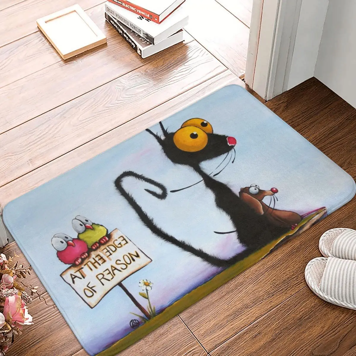 

At The Edge Of Reason Doormat Carpet Mat Rug Polyester PVC Anti-slip Floor Decor Bath Bathroom Kitchen Balcony 40x60