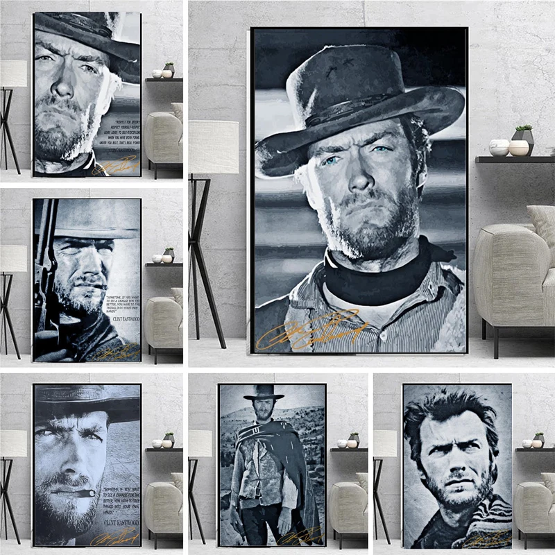 Современная Большая Картина на холсте Clint Eastwood настенное искусство плакат и