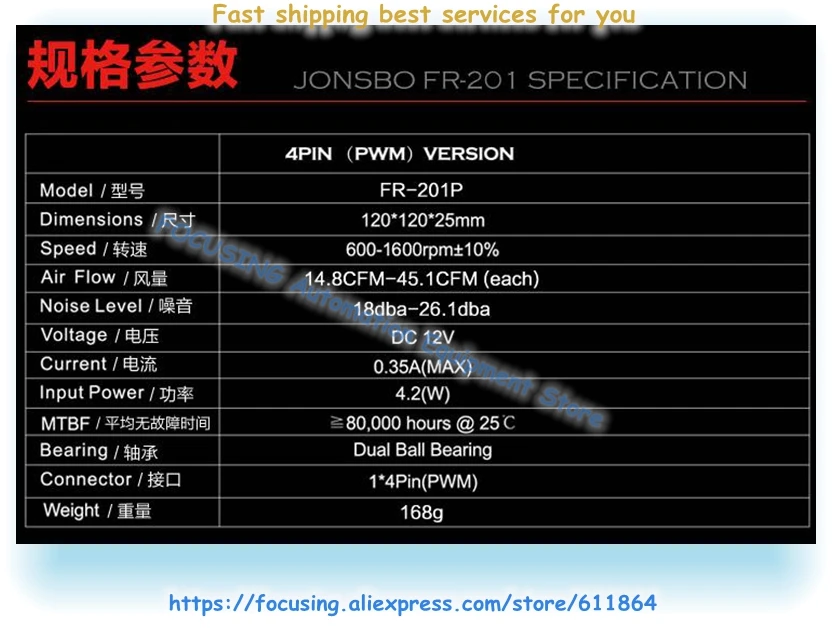 FR 201 201P Jonsbo освещение 12CM Fan Sup port PWM 4pin порт красный или белый цвет 120*120*25