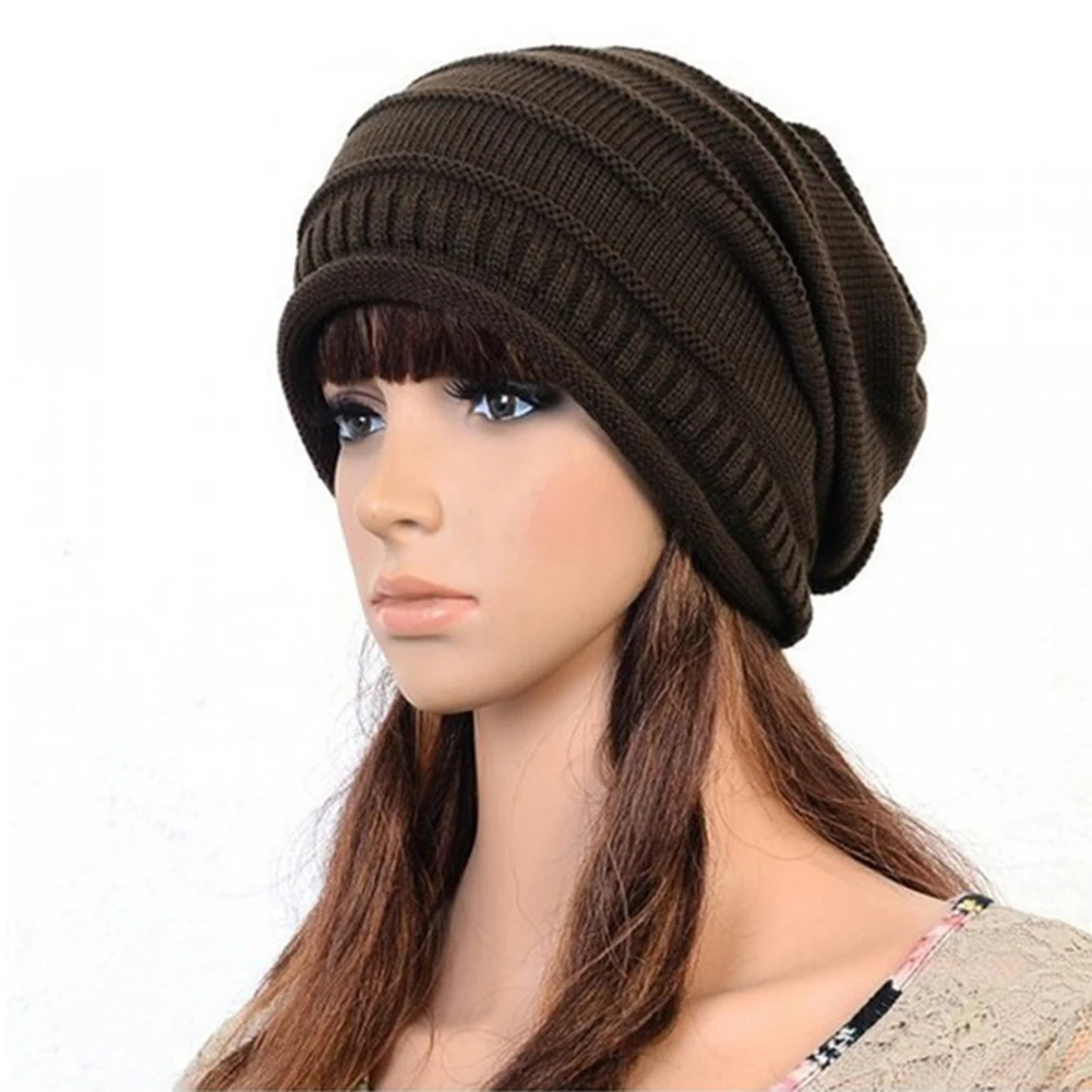 Зимняя теплая мешковатая шапка для женщин и мужчин вязаная крючком Лыжная Кепка