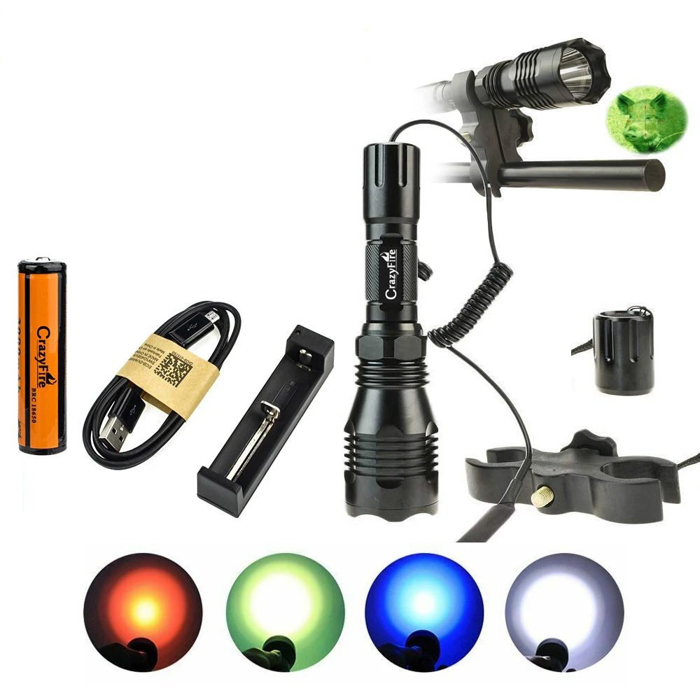 CrazyFire тактический светодиодный фонарик 1000ЛМ супер яркий Дальний охотничий