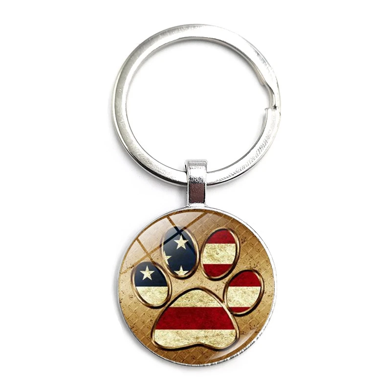 2020 Fashion Creative American Flag Footprint Time Glass Pendant Keychain Men and Women Jewelry | Украшения и аксессуары