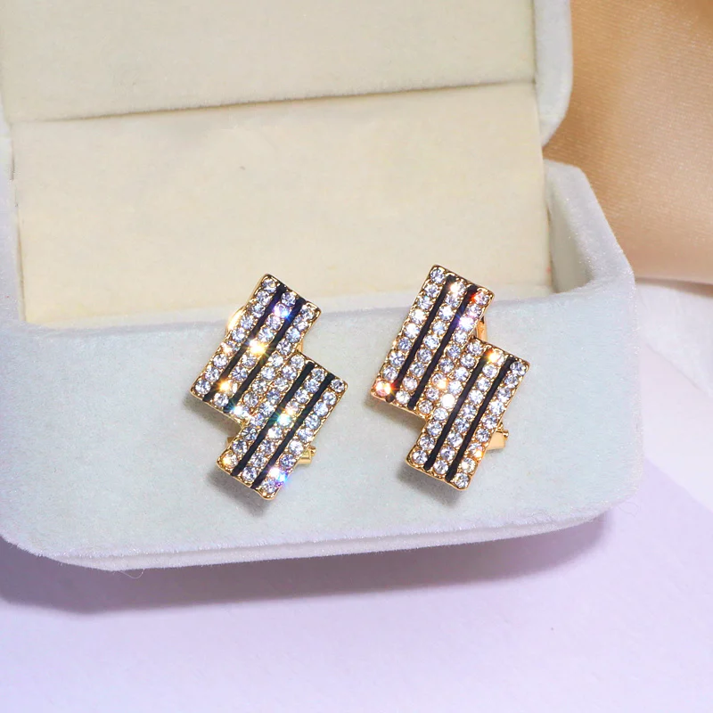 2022 новый дизайн Роскошные сияющие кристаллы большие геометрические серьги для
