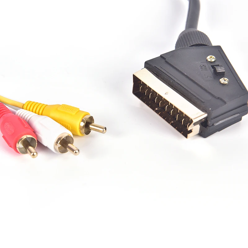 

1.5m SCART TO 3RCA Broom Head Wire True Plating Golden Head Public TO Public Wire Audio Cable Patch Board Plug