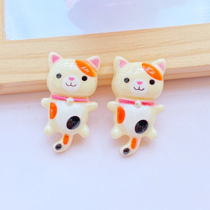 12Pcs New Cute Little Cat Series Flat Back Cabochon Scrapbooking Hair Bow Center Embellishments DIY Accessories images - 6