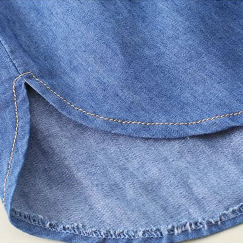 

Women Layered Decorative Skirt Buttons Cotton Denim Blue A-Line Flared Curved False Hem Detachable Elastic Waist Apron