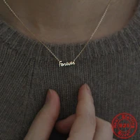 925 sterling silver simple forever letter clavicle chain necklace for women 14k gold plating classic fashion jewelry accessories