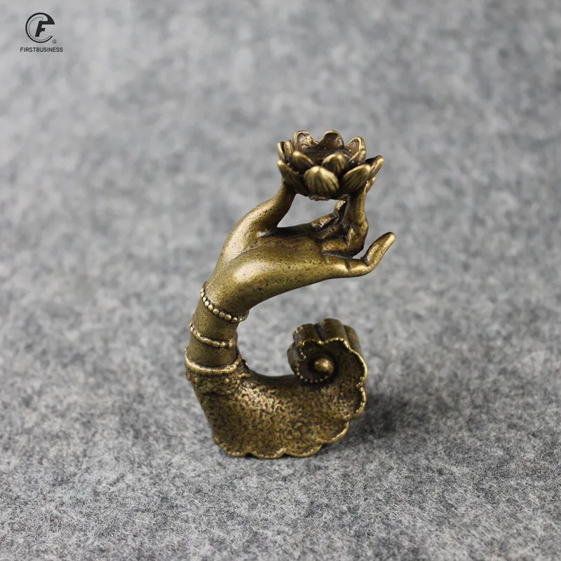 Антикварный держатель для благовоний с подставкой в виде лотоса латунная