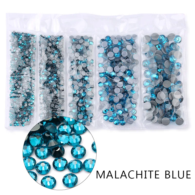 malachite blue AAA SS6-SS30 смешанный размер 1200 шт./лот исправление хрусталя и искусственного алмаза стекло высокого качества кристаллы и камни для одежды DIY Стразы - Цвет: malachite blue