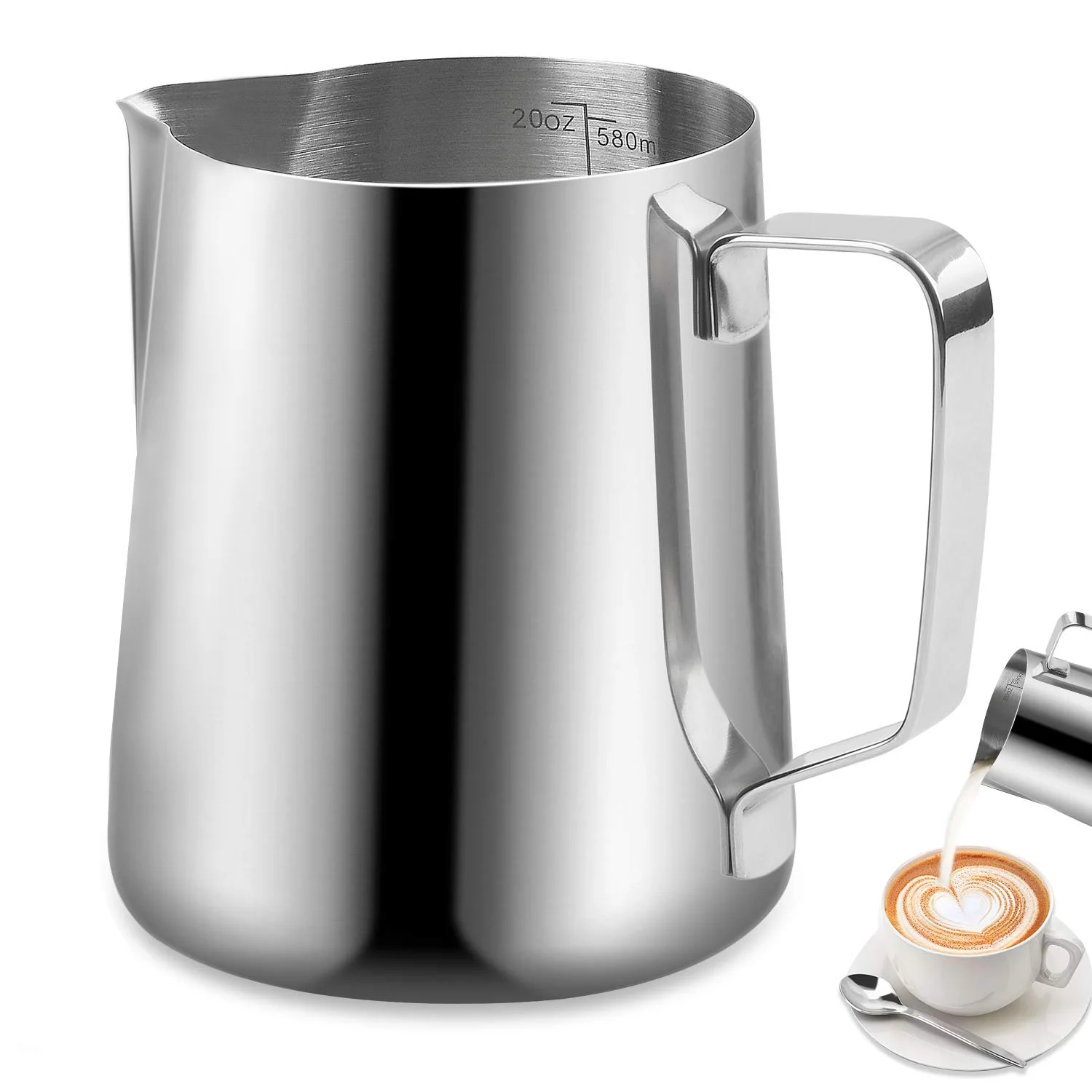 

Milk Frothing Pitcher 350/600ml Stainless Steel Milk Jug Espresso Steaming Pitcher Barista Cup for Making Coffee Cappuccino