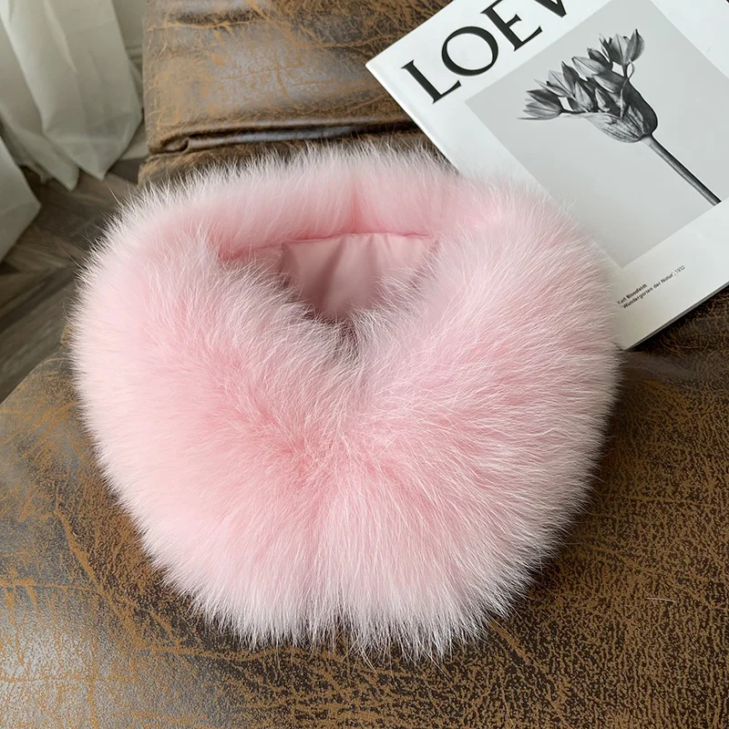 Зимний шарф из натурального Лисьего меха прямой воротник Женский слюнявчик на