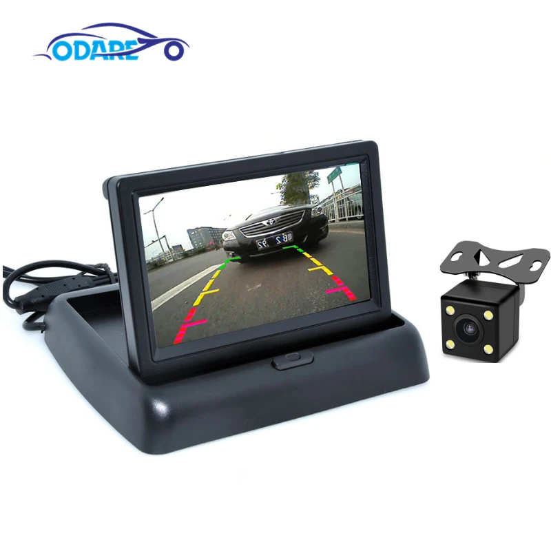 4 3 дюймовые TFT ЖК мониторы заднего вида автомобиля складной дисплей камера