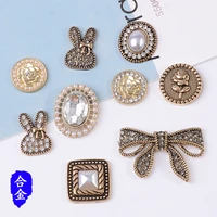 50pcs new alloy bow rabbit accessories pearl oval square pearl alloy materials hair accessories jewelry making diy handmade
