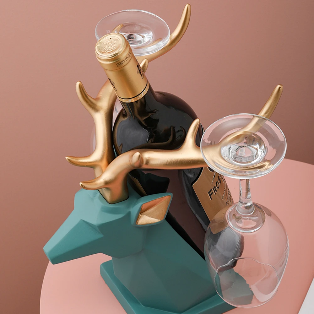 creative resin deer head wine rack wine bottle holder wine stand home livingroom decoration kitchen bar cabinet decor craft gift free global shipping