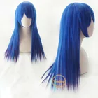 Длинный парик Mostima arknight для косплея, синие прямые термостойкие синтетические волосы, для Хэллоуина, вечеринки + бесплатная шапочка для парика