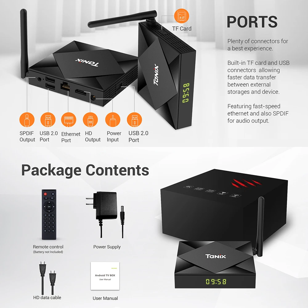 

Tanix TX6S TV BOX Android 10 4GB 64GB Allwinner H616 QuadCore TVBox H.265 6K Media player TX6 Android 10.0
