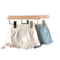 girls denim shorts all match stretch pants female baby can open crotch shorts p4243
